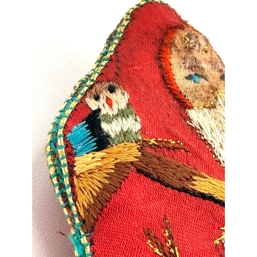 Embroidered Cloth Santa Christmas Ornament Stuffed Vintage Two Sided Old World‎